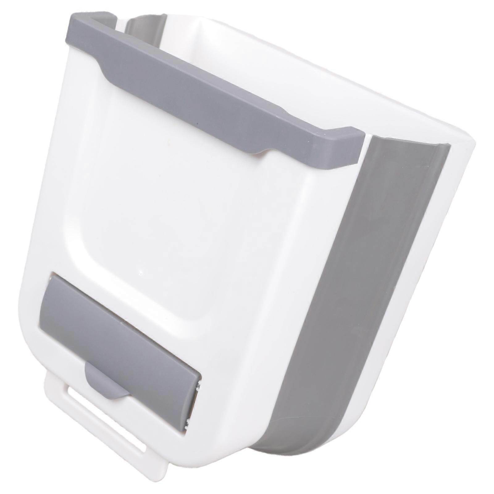 Trash Can Easy Installation Compact Collapsible Garbage Bin For Camping Kitchen Cabinet Space Saving Storage Solution  white 7L