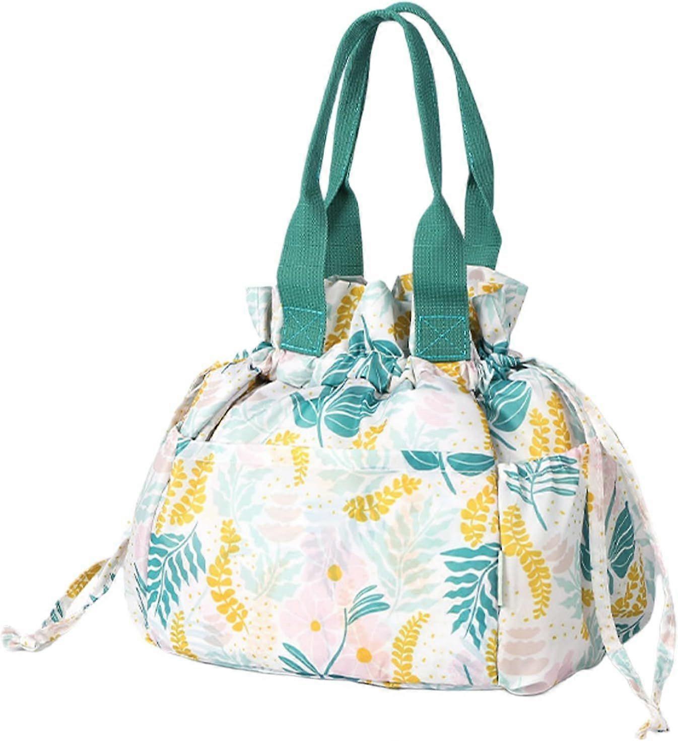 Insulated Lunch Box Drawstring Bag with Handle,