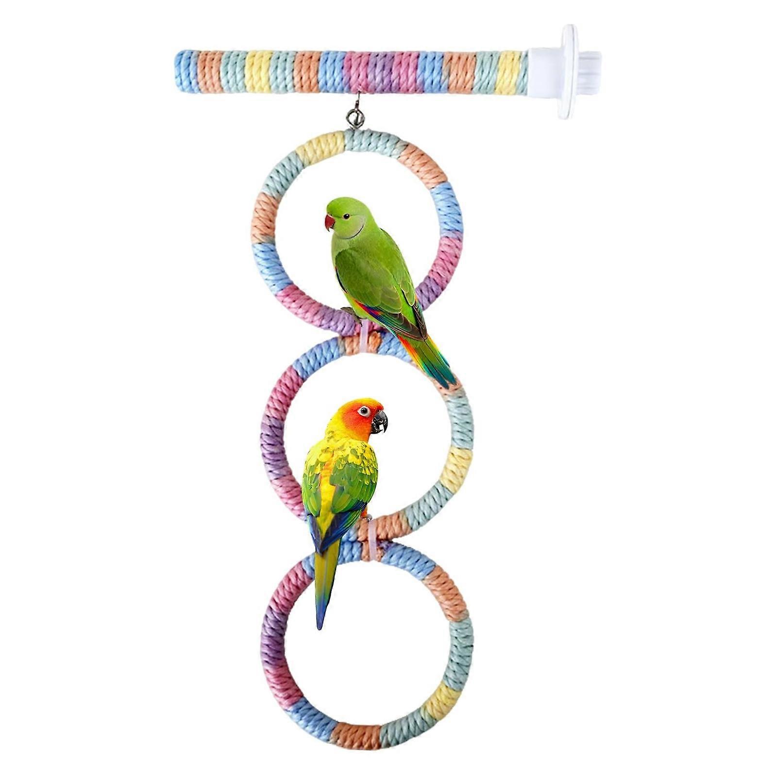 Interactively Bird Training Platform With Adjustable Height Chewable Beads Multifunctional Parrots Playgrounds Multicolor