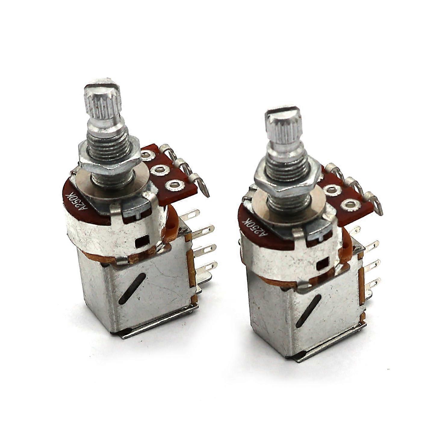 2PCS A250K Guitar Push Pull Potentiometer 18mm Split Shaft Linear Taper Direct Replacement