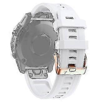 For Garmin Fenix 6s Pro 20mm Rose Gold Buckle Silicone Watch Band -XN