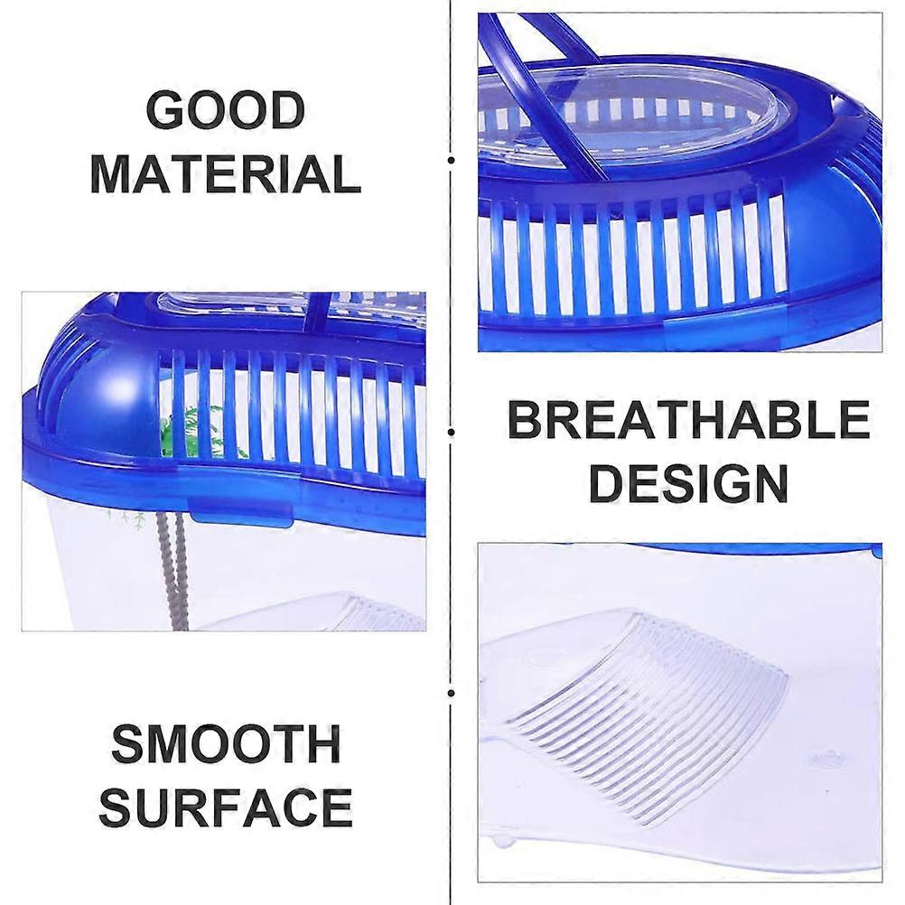 1PC Plastic Turtle Live Breeding Box Container Turtle Drying Platform Tank with Handle Cover - Size S