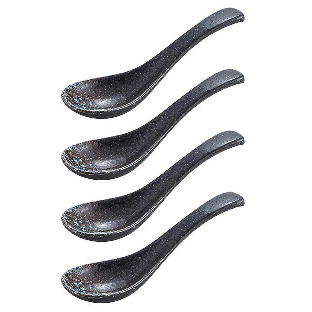 Household Soup Spoon Dark Brown Ceramic Spoon for Multi-Function Use 20Pcs