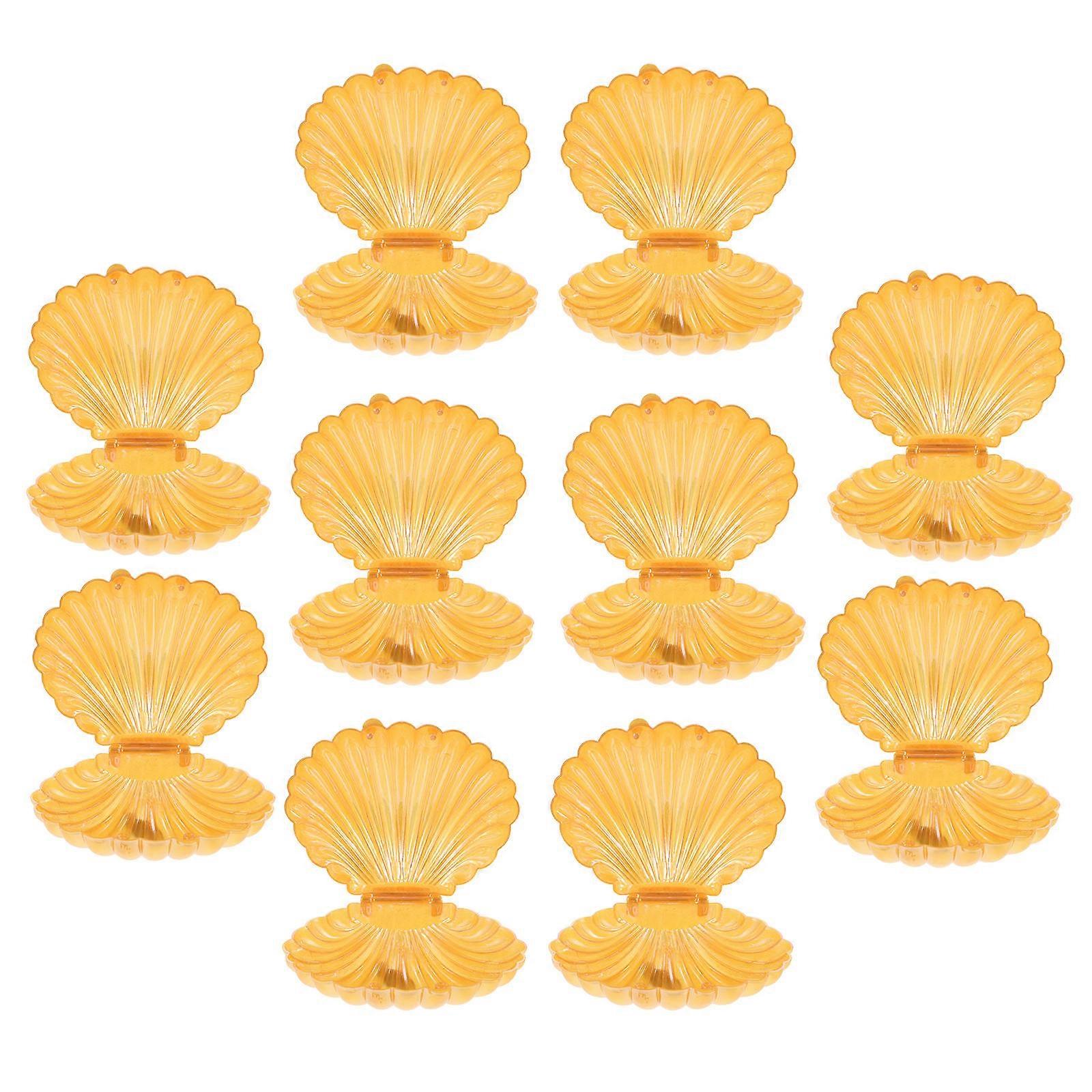 Plastic Seashell Candy Box for Storage Use 30Pcs Golden Gift Boxes