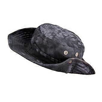 Outdoor Black Fishing Hat for Sun Block Use Featuring Round Brim Sunscreen Bucket Hat