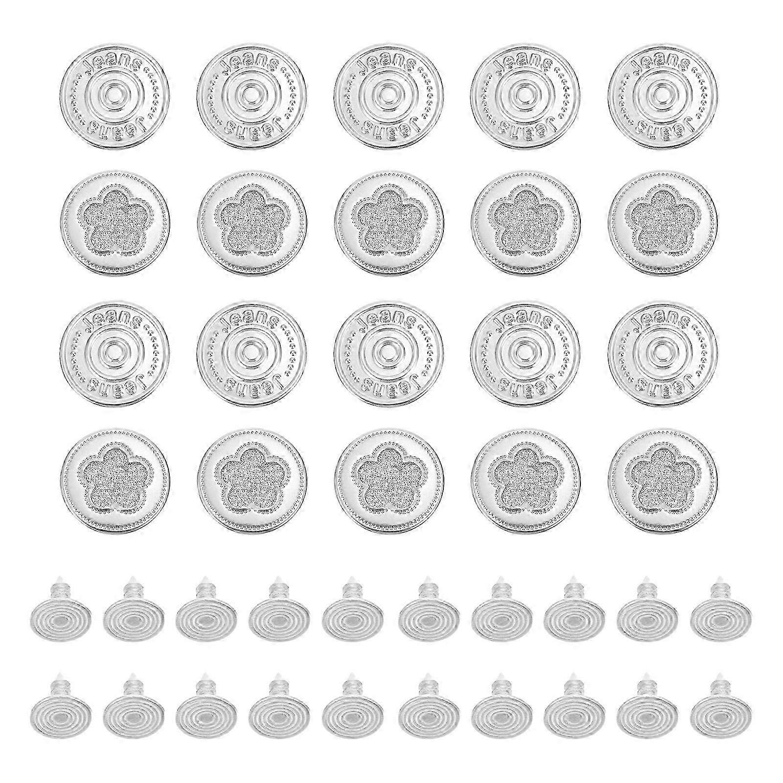 Jeans Button Tightener Adjustable Round Copper Buttons Silver 100Pcs