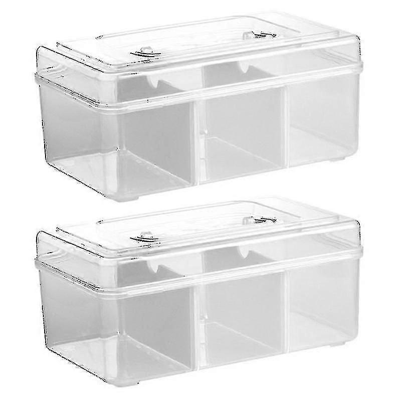 2pcs Large Capacity Medicine Storage Case Compartmented Box Dormitory Plastic Box