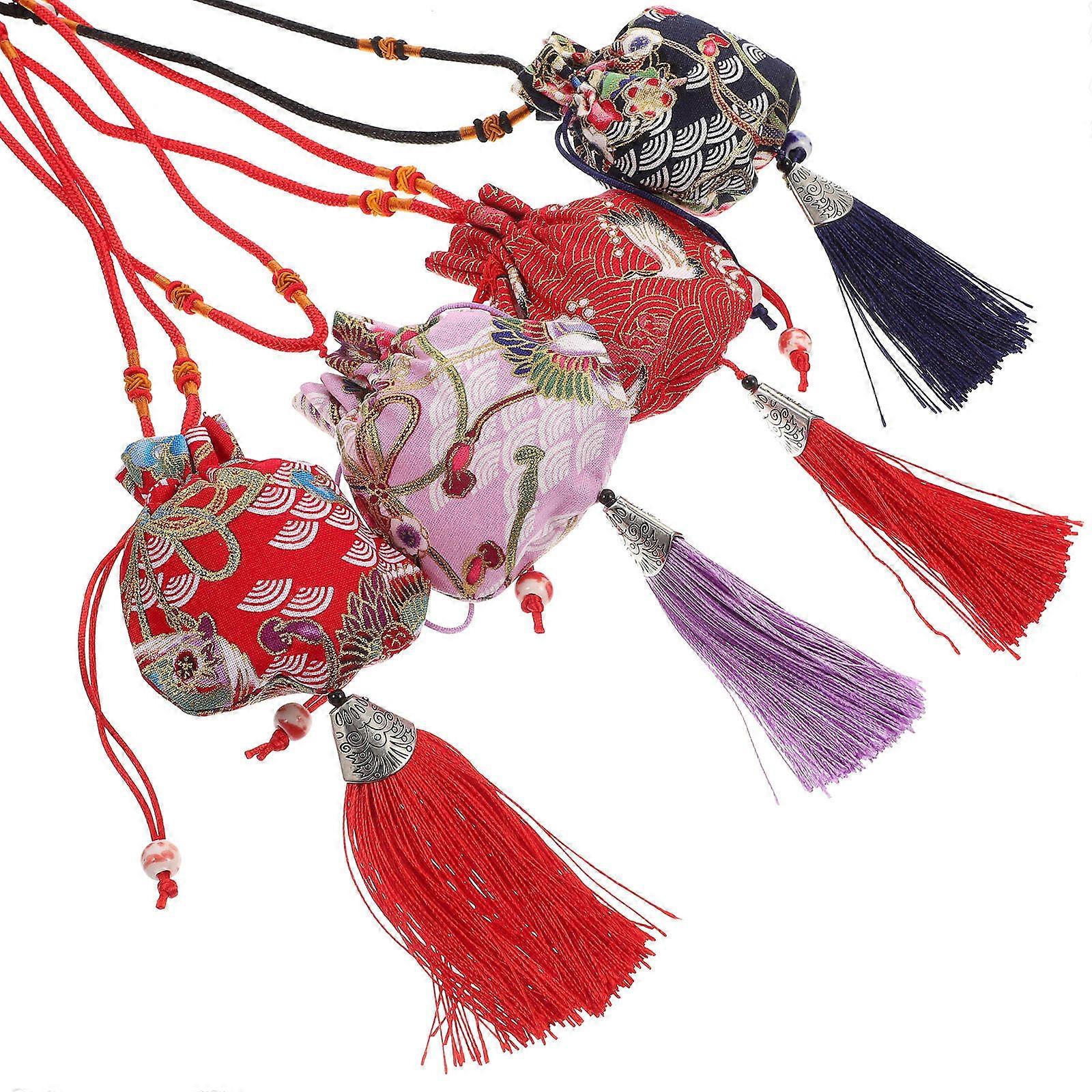 Assorted Color Drawstring Gift Bags for Gift Packing 4Pcs Polyester
