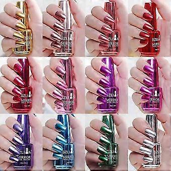 Metallic Nail Polish Set with Mirror Chrome Finish, 12 Colors Quick Dry Long Lasting 18ml