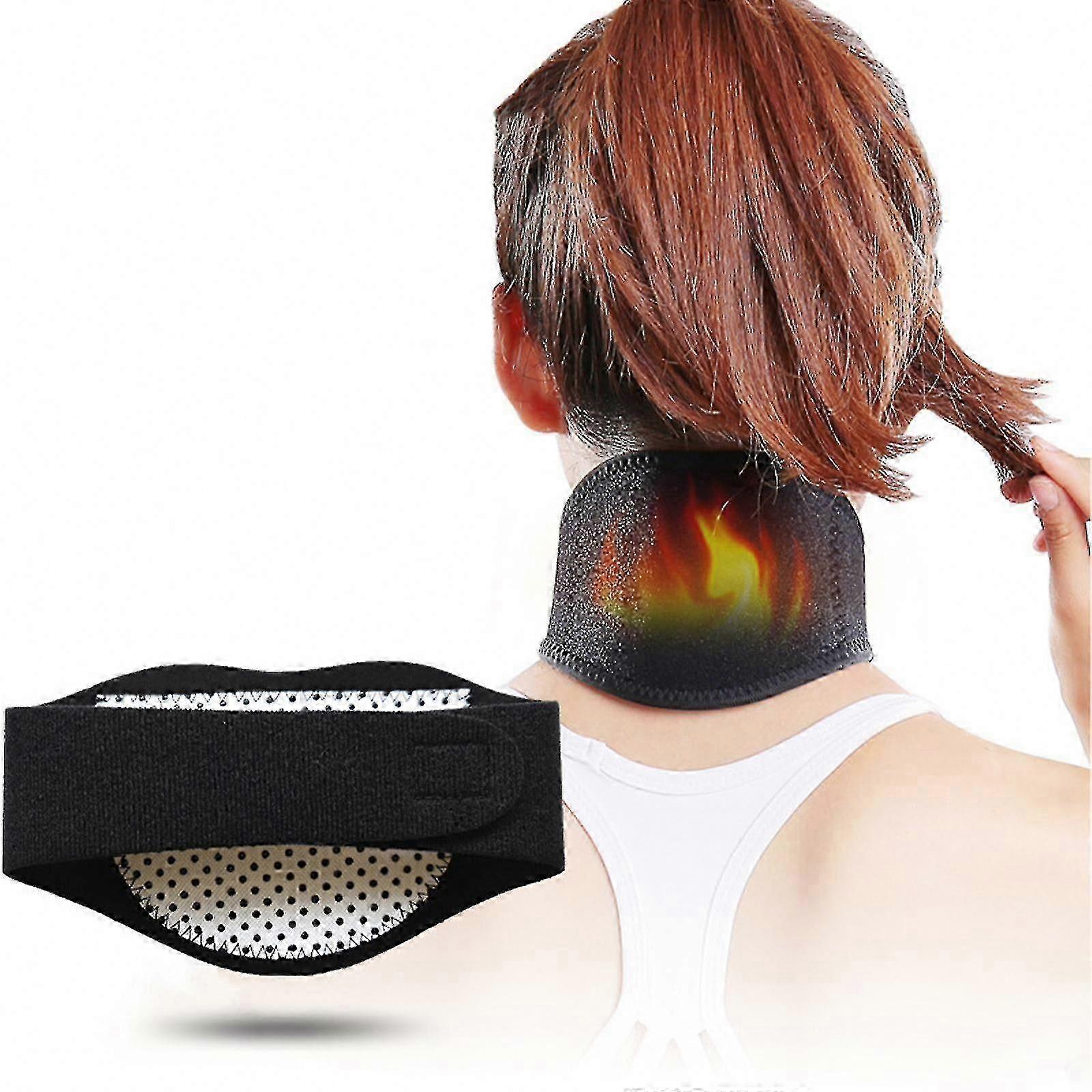 Self-Heating Neck Support Brace, Adjustable Cervical Collar Wrap, Stabilizing Neck Protector, 2pc