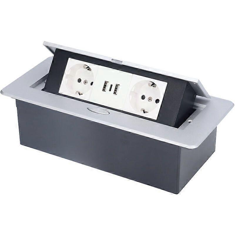 Double USB floor socket, pop-up socket for embedded mounting, EU standard with TypeC