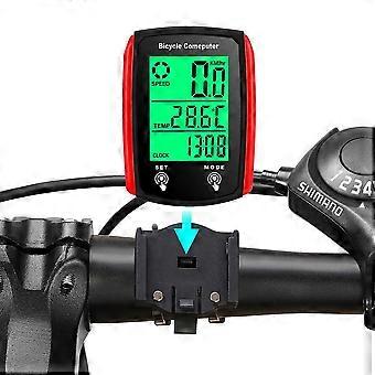 Wasserdichter kabelgebundener Fahrrad-Tachometer mit LCD-Display, Geschwindigkeits- und Kilometerzähler (Englisch)