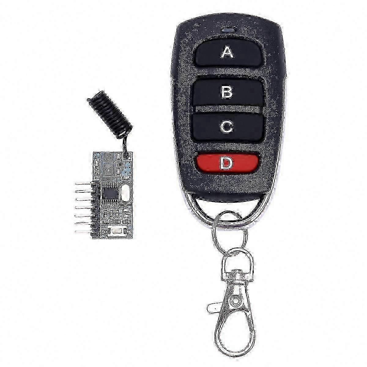 RF 433MHz Transmitter 4 Button Remote Control + Receiver Module Fixed EV1527 Decoding 4CH Output Learning DIY Kit