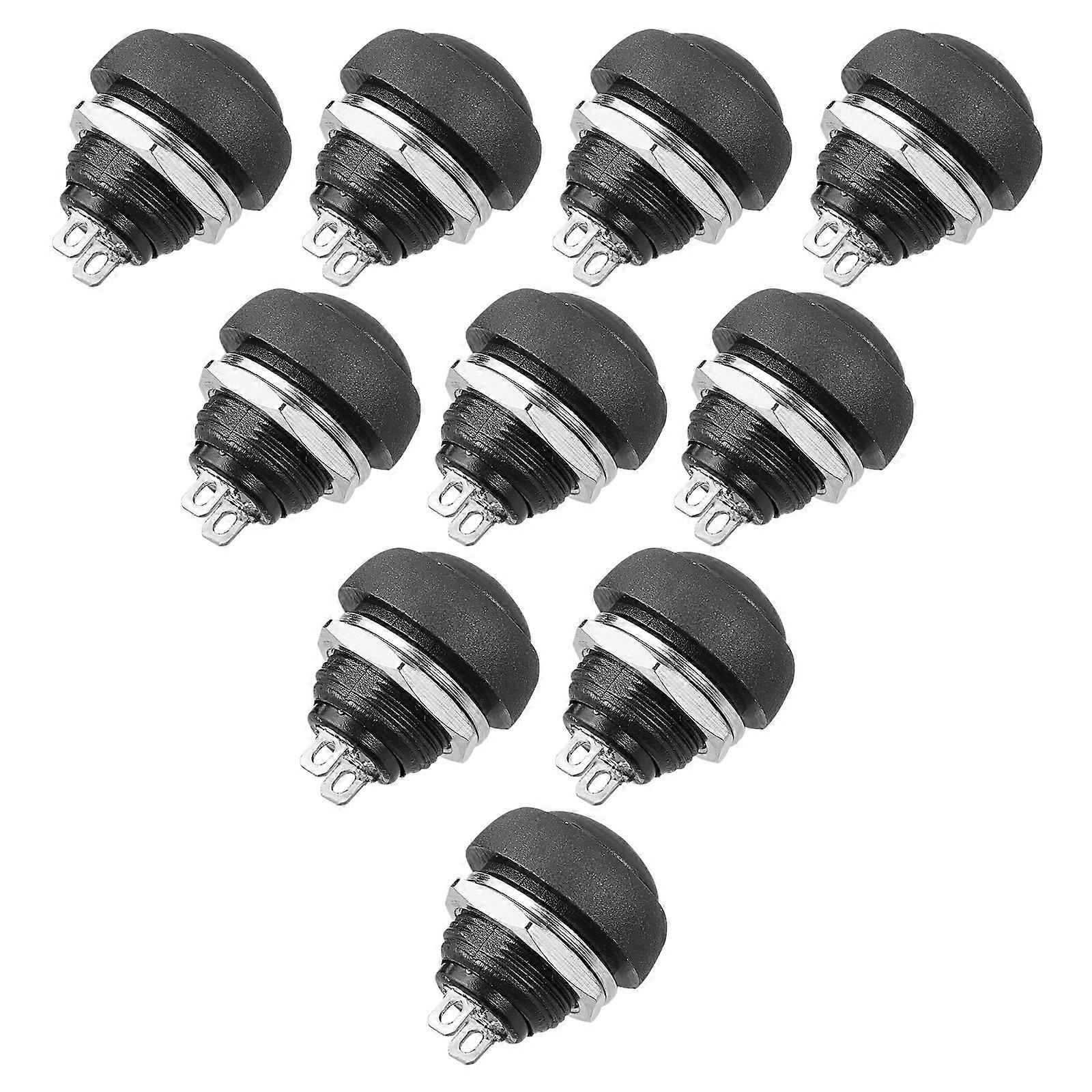 1 Bag 10pcs Waterproof Push Button Switch Mini Round Plastic Switch (Black)
