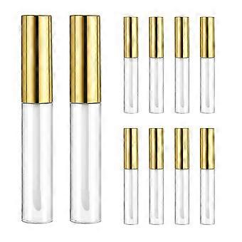 FRCOLOR 10pcs 10ml Labial Glair Circular Tubes Botella de plástico vacía de tubo de brillo de labios para mujer (dorado)