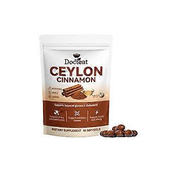 Docteat Ceylon Cinnamon Softgels z chromem, ekstraktem z zielonej herbaty i olejem MCT, suplement diety wspomagający codzienną równowagę metaboliczną i stałe wsparcie energetyczne, 60 kapsułek