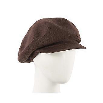 Chocolate Wool Blend Knitted Baker Boy Cap – Made in Europe JR022BR