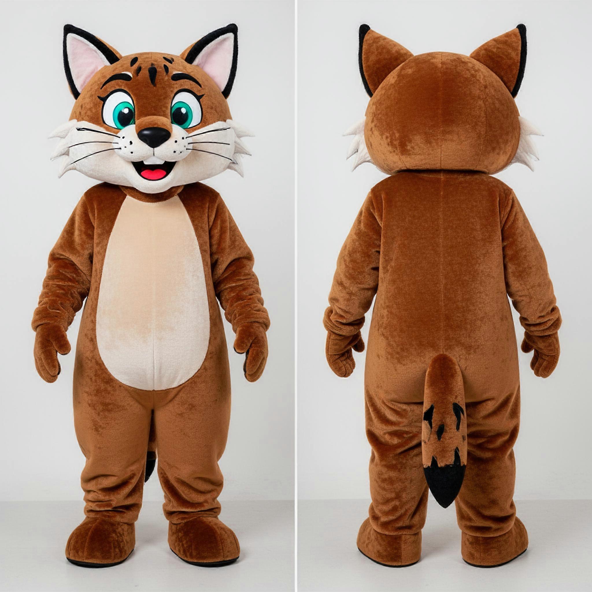 MASTICOT Rustic Brown Playful Bobcat Mascot