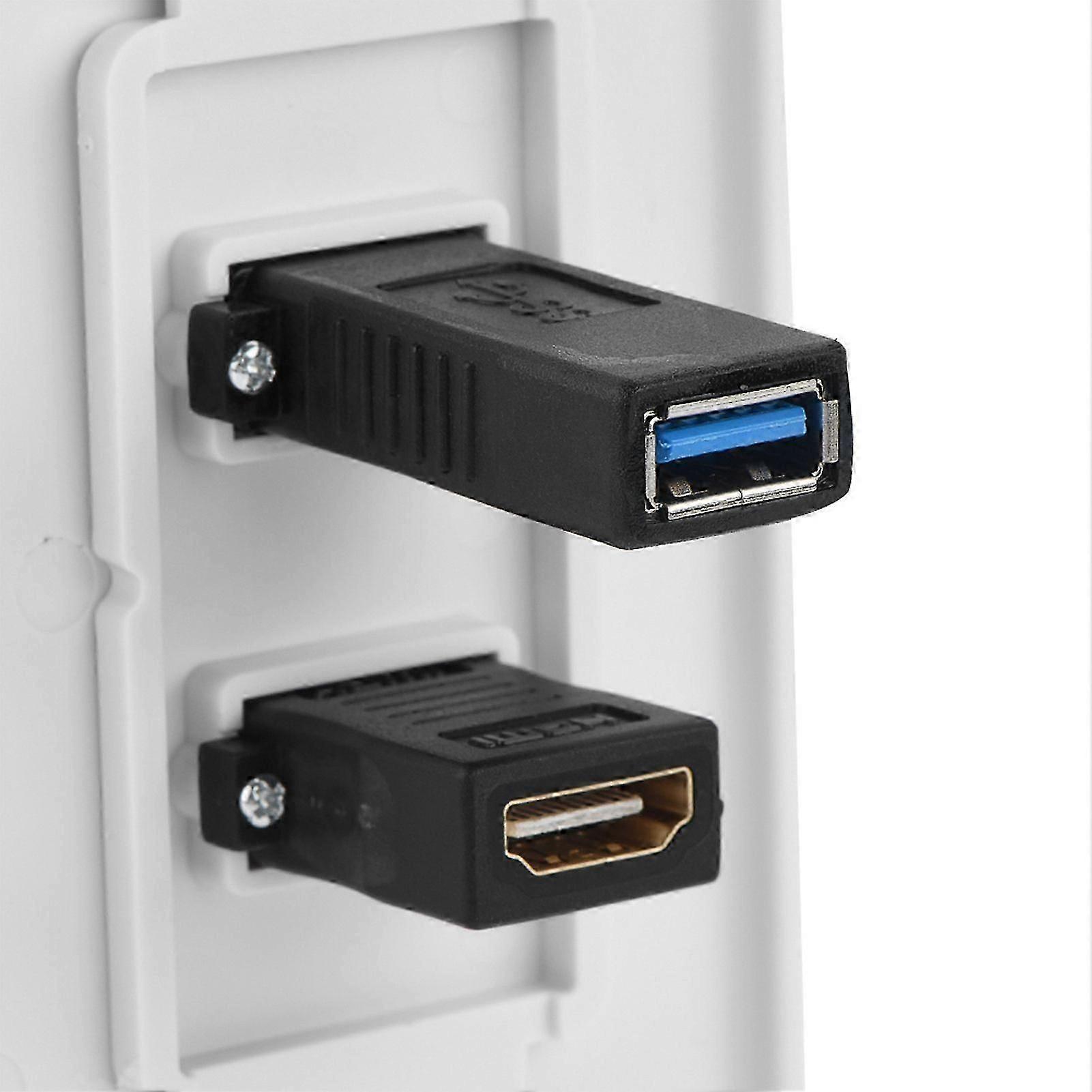 2-in-1 Integrated Multimedia HDMI USB3.0 Wall Panel, Audio Video Socket Outlet