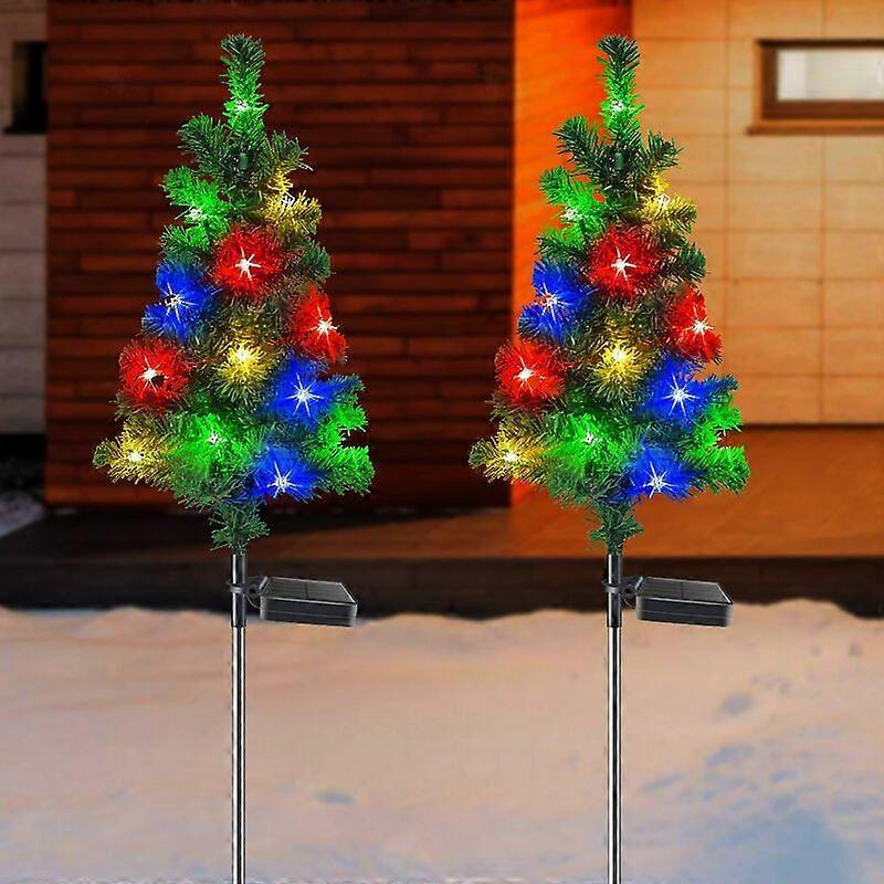 Solar-Powered Waterproof Christmas Tree Stake Lights with Adjustable Branches