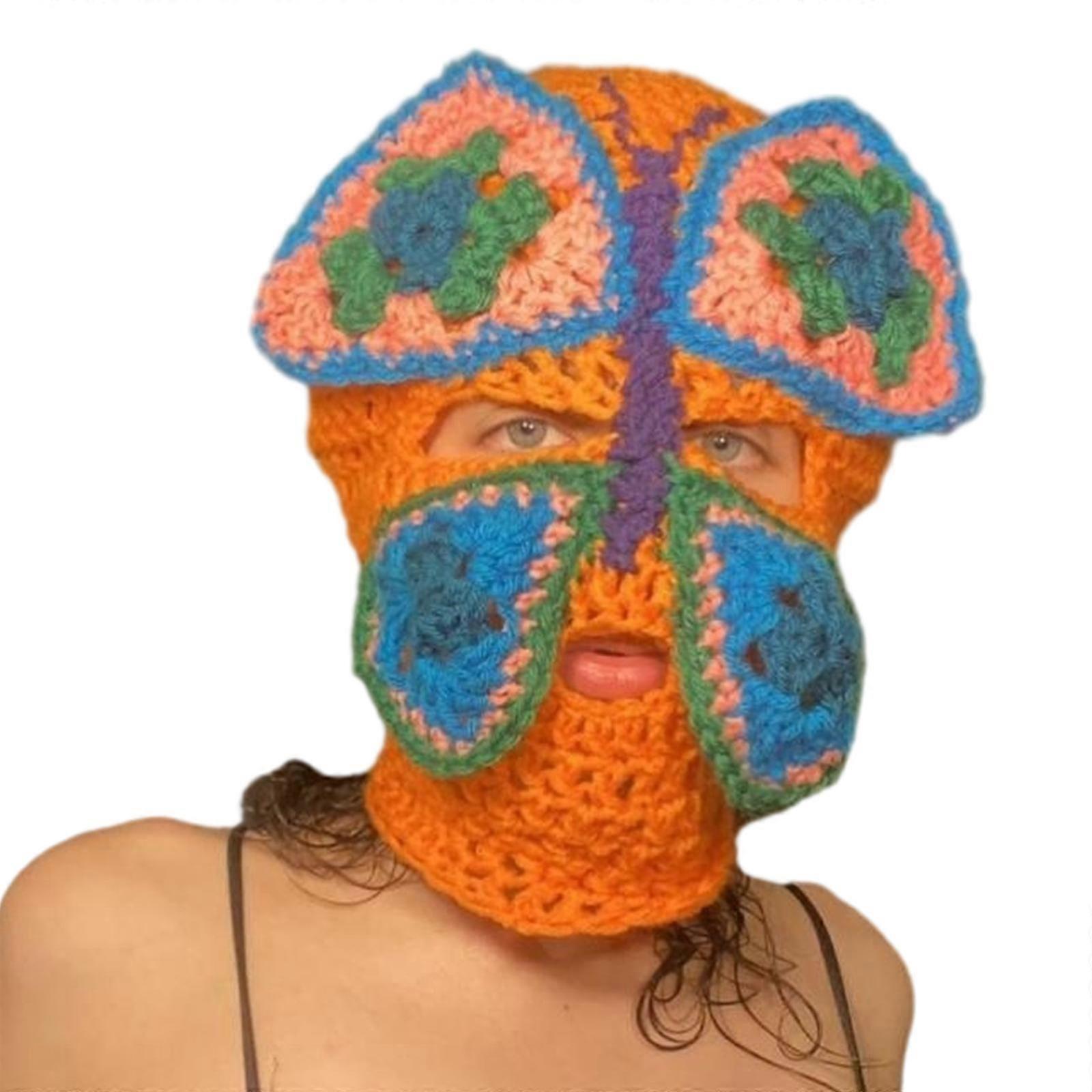 Bonnet papillon tricoté, compatible avec femmes et hommes, cagoule tissée à la main, bonnet compatible avec filles et garçons, masque facial, accessoire fantaisie pour adultes, type A
