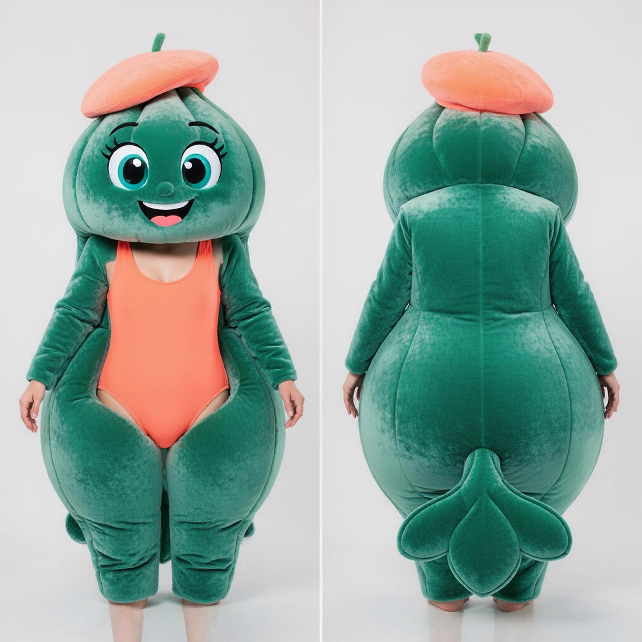 MASTICOT Teal Green Smiling Turnip Mascot