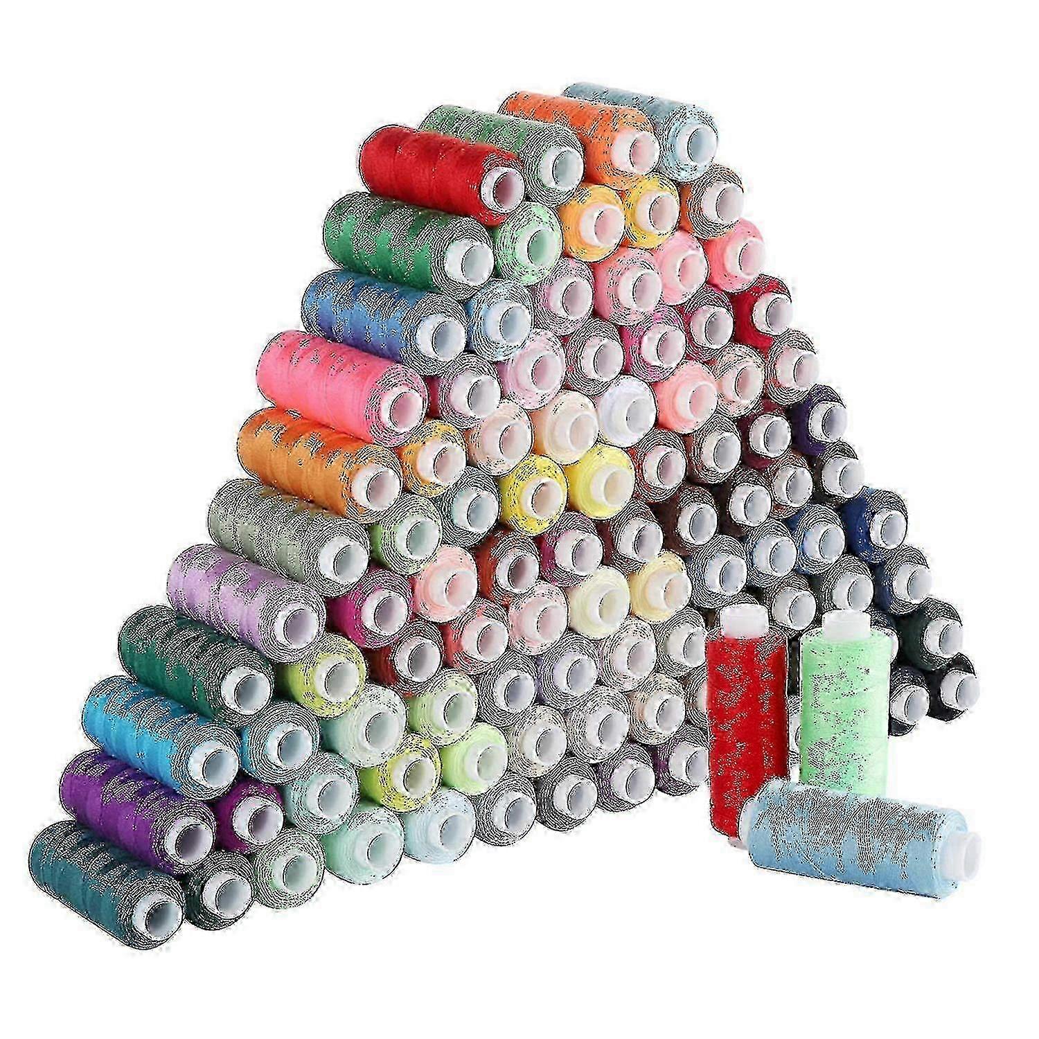 250yd Spools for Hand & Machine Sewing 100-Color Polyester Sewing Thread Set