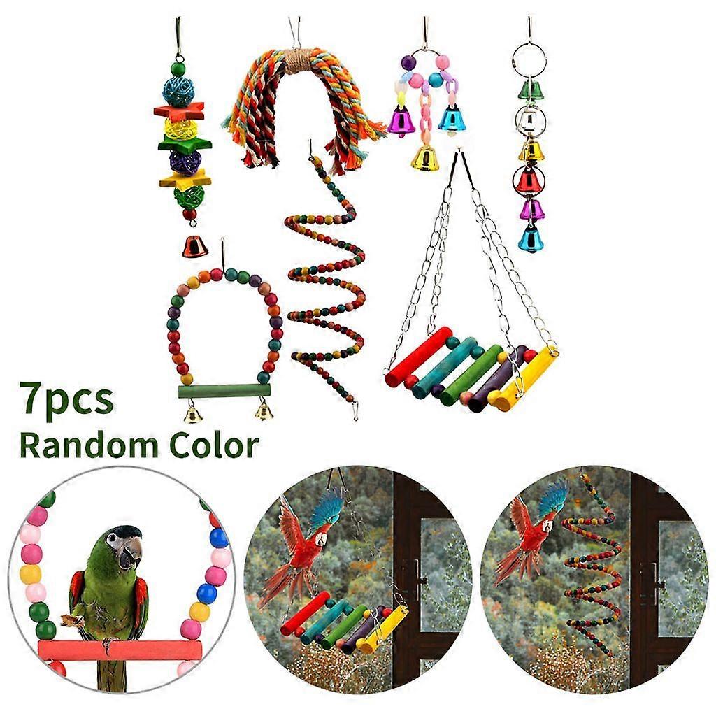 Natural Wood Multi-Function Parakeet Toys