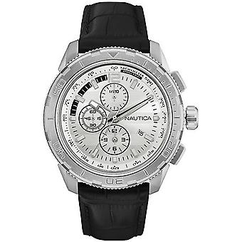 Nautica- NST 101 Men's Analog Quartz Watch with Cowhide Leather Strap NAD18529G