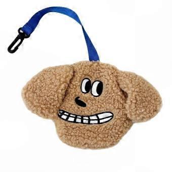 Hands-Free Dog Waste Cleanup: Cute Plush Puppy Shaped Dog Waste Bag Holder with Clip, Khaki, 26s
