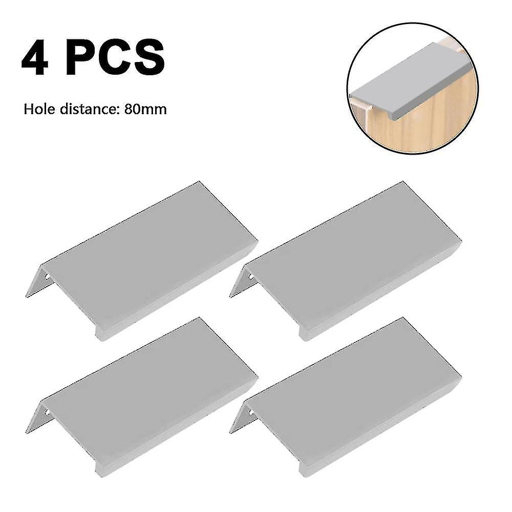 4pcs Mount Finger Edge Pull Handles, 80/120mm Aluminum Concealed