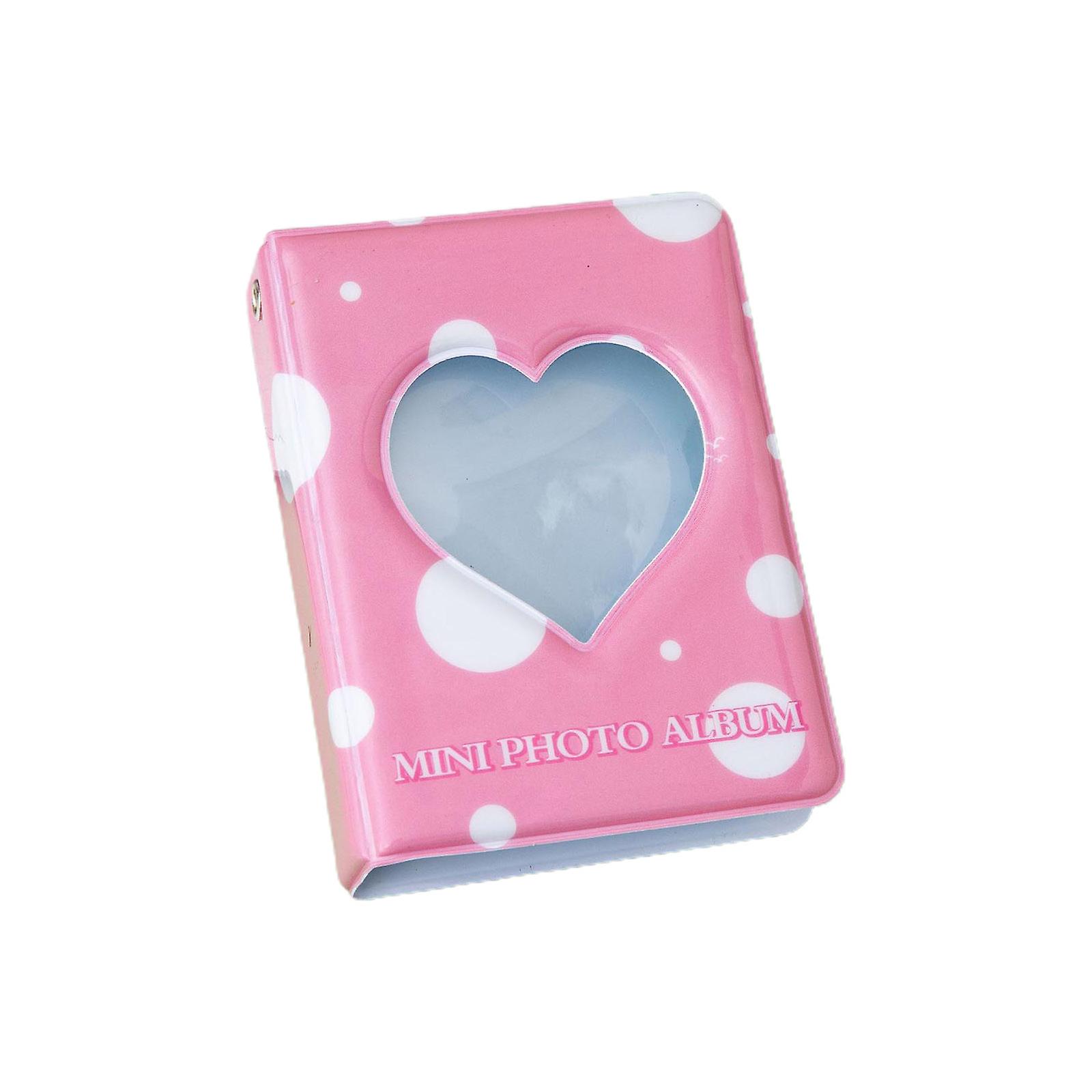 2 Mini Albums Photos Kpop - Porte-Cartes PVC 32 Photos, Cœur Pendatif, Rose Et Jaune