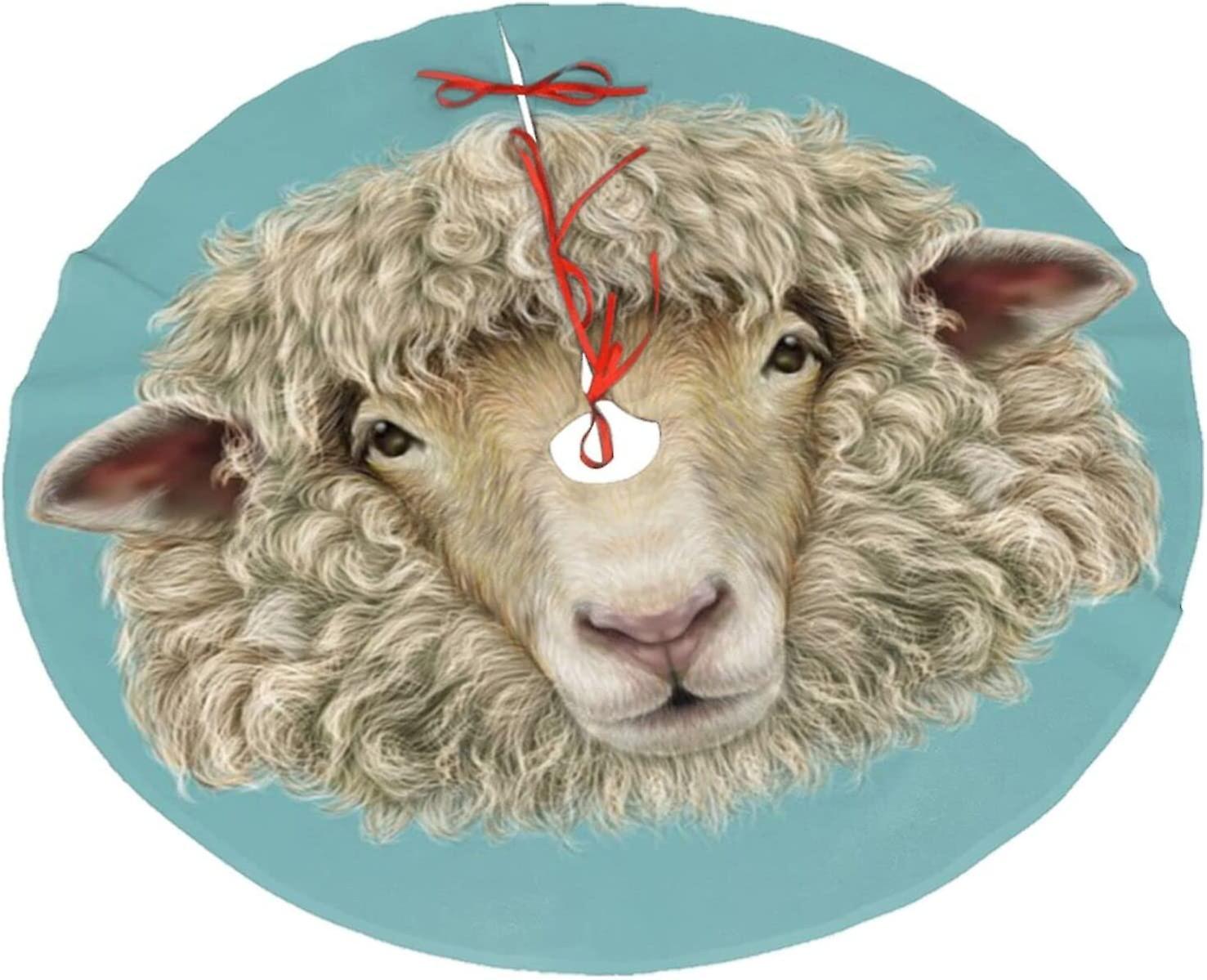Christmas Tree Skirt Sheep Head Retro Animal Christmas Decoration Plush Tree Skirt