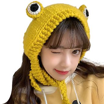 Ladies Frog Knitted Woolen Hat Sweet And Warm Autumn And Winter Headwear