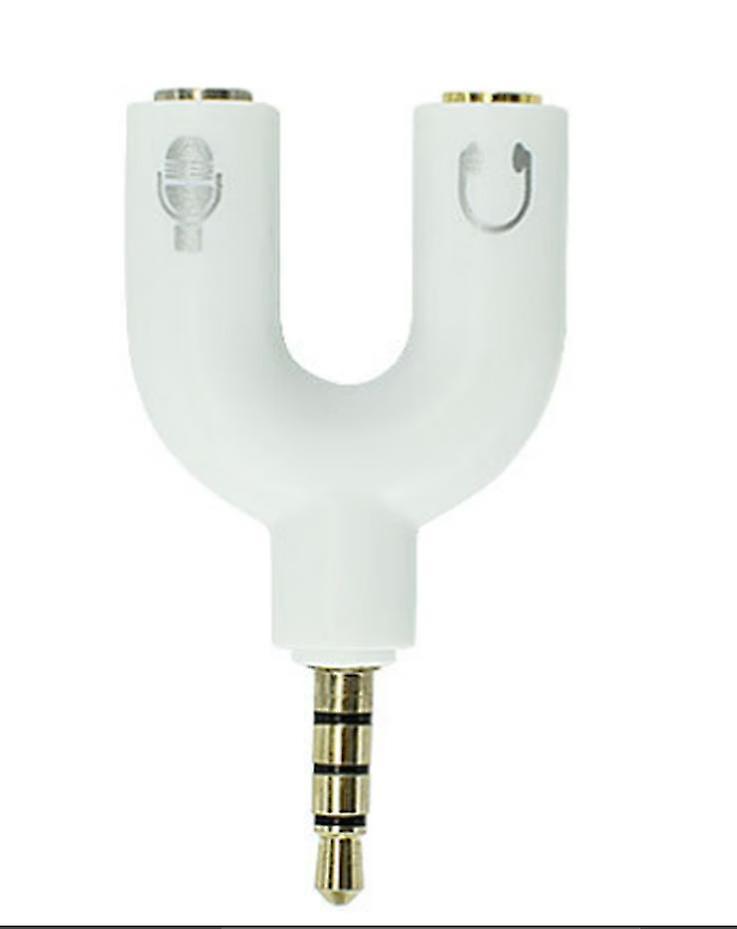2 Pcs  Headphone Adapter 3.5 Mm Headset Microphone Converter U Shape Audio Splitter