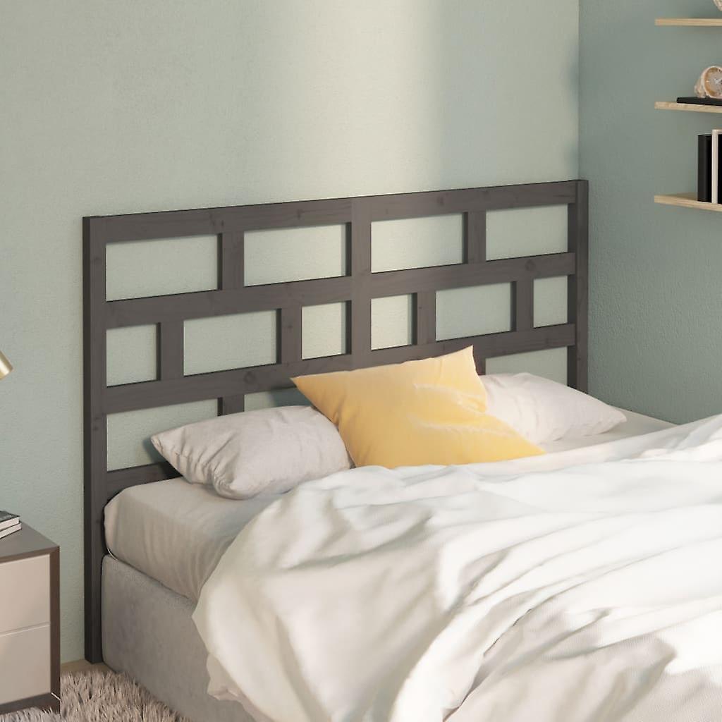 Headboard Grey 126x4x100 cm Solid Pine Wood