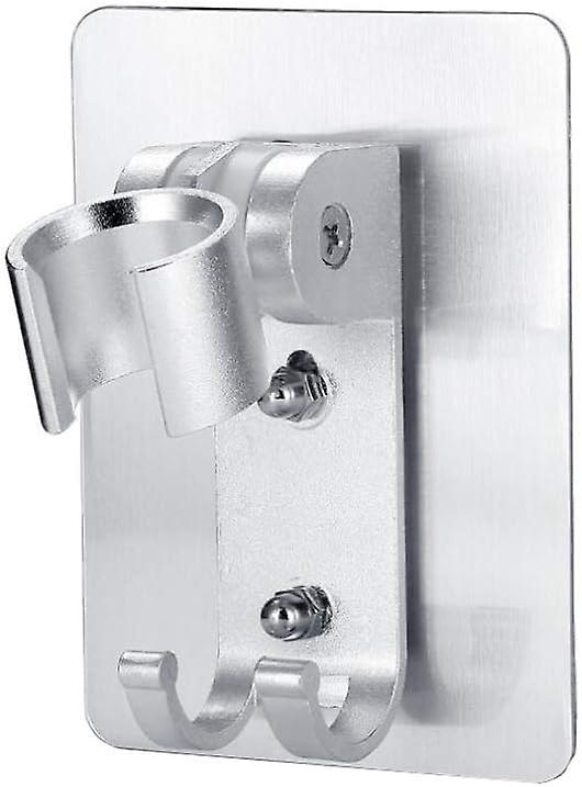 1 x Adjustable Adhesive Shower Head Holder for Hand Shower Wand Wall Mount with 2 Hanging Hooks for