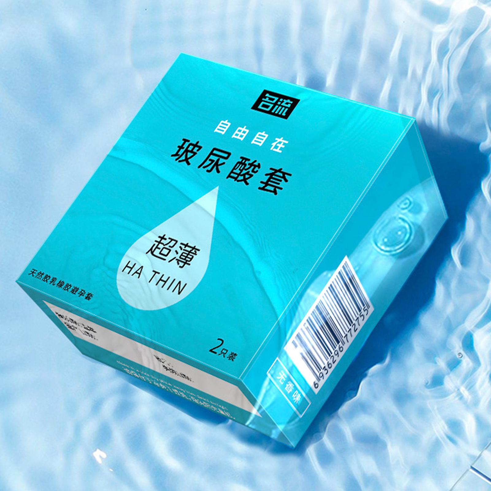 2pcs Hyaluronic Acid Lubricated Condoms With Skin-friendly Natural Latex Material Sexual Protection & Enjoyment