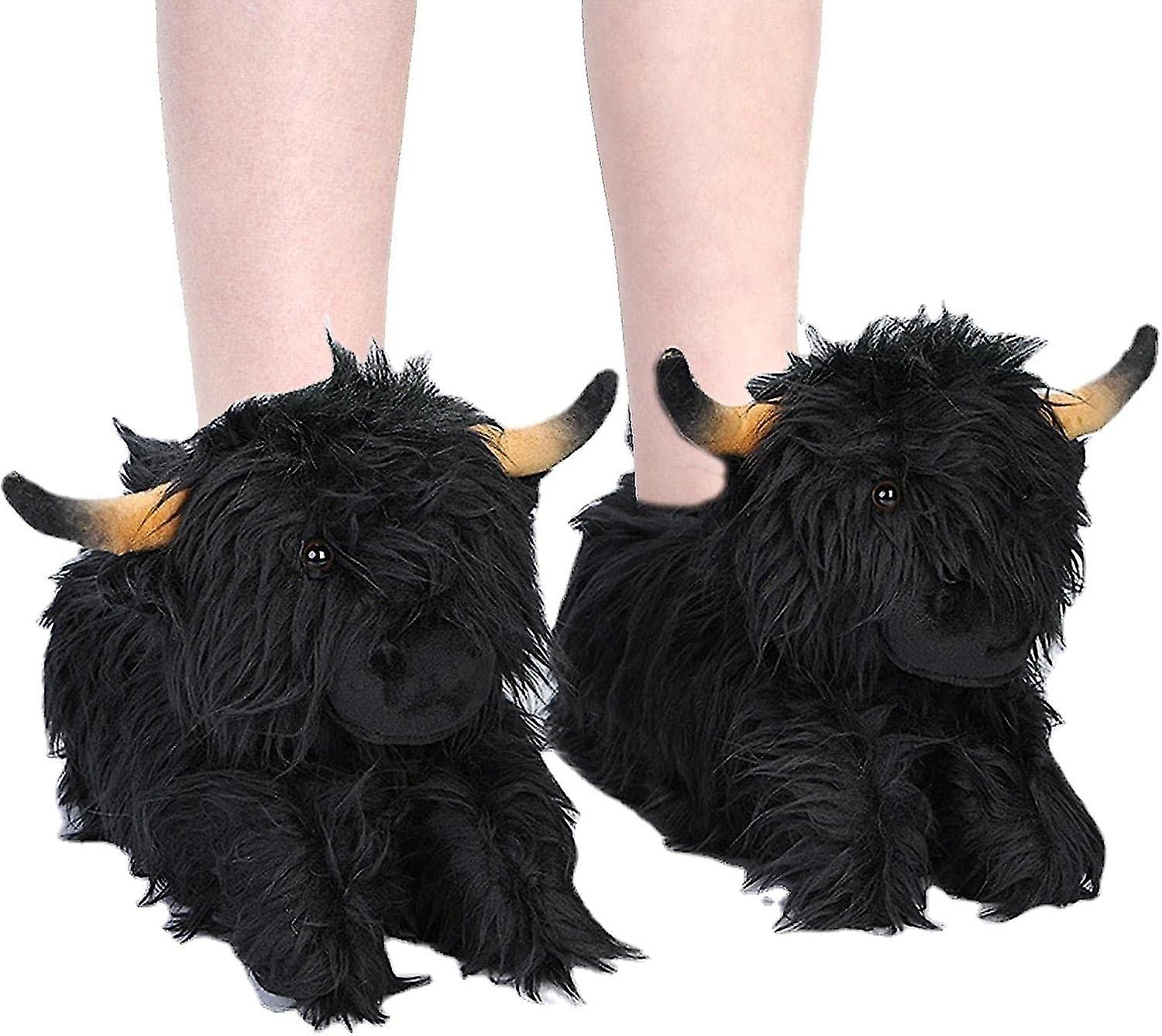 Highland Cow Slippers | Animal Slippers For Men,douglas Wallace Scottish Highland Cow Plush Stuffed