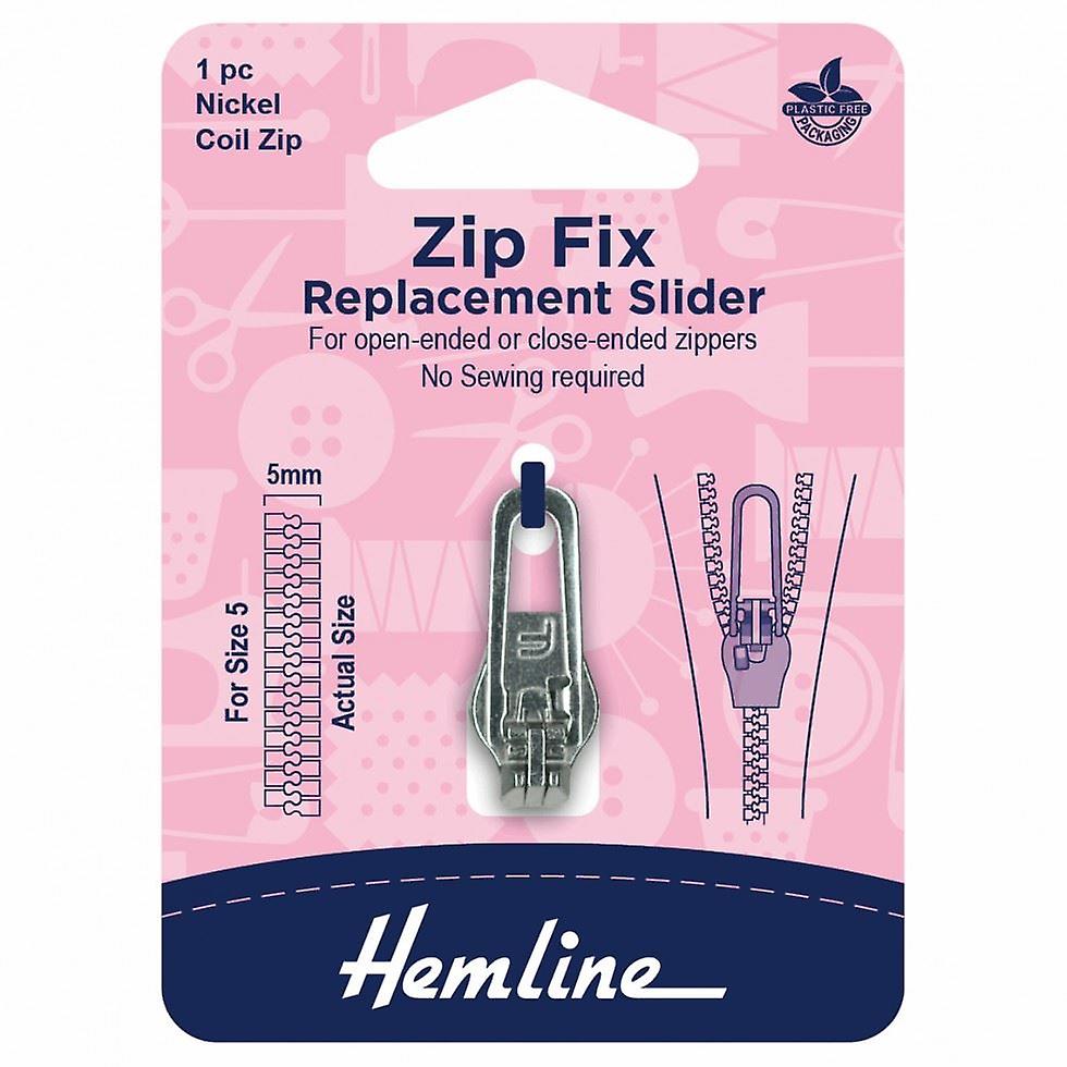 Hemline Zip Fix Replacement Slider For Coil Silver - each