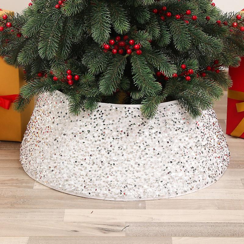 Silver Christmas Tree Sequin Merry Christmas Tree Skirt