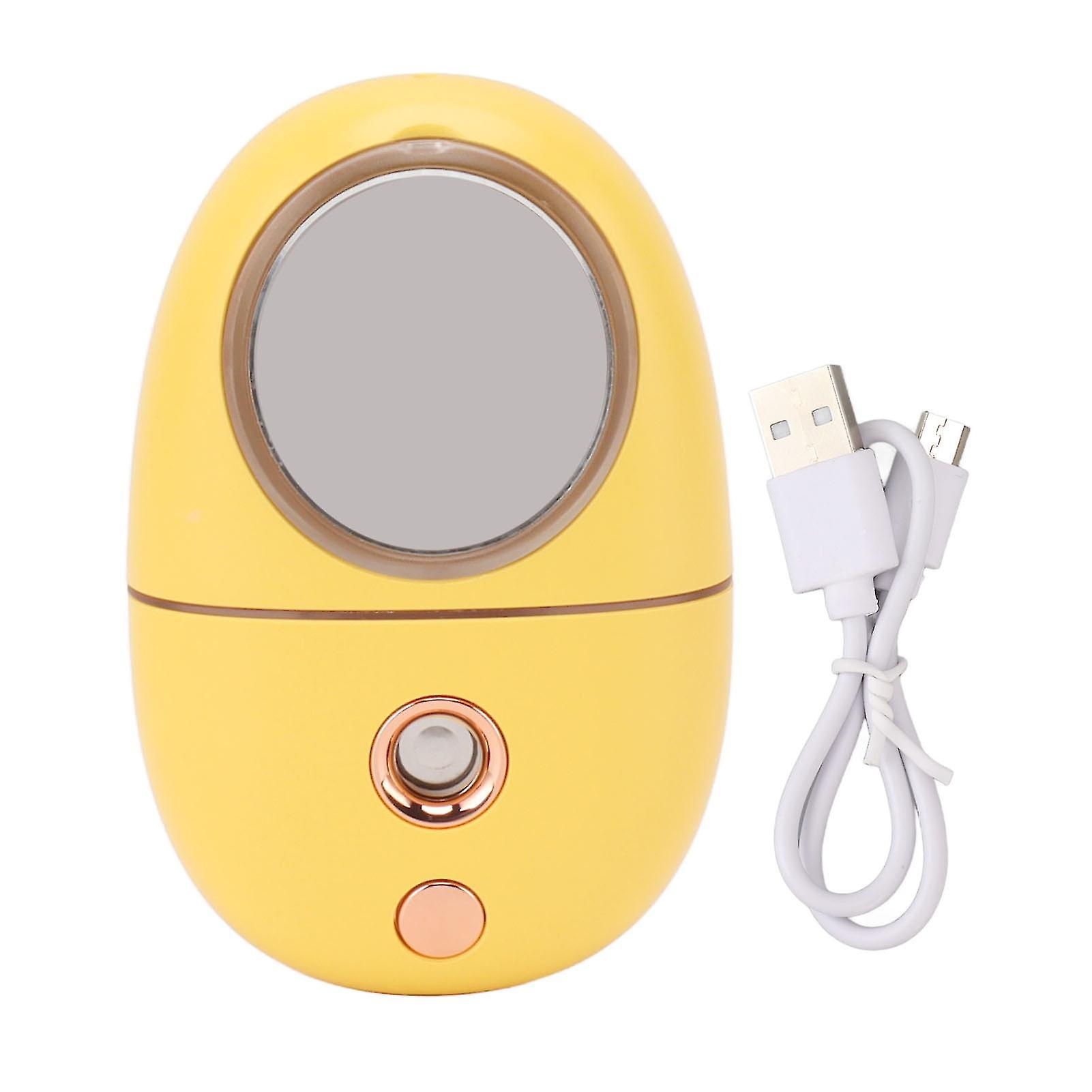 Compact 35ml USB Rechargeable Face Mist Sprayer with Mirror - Yellow