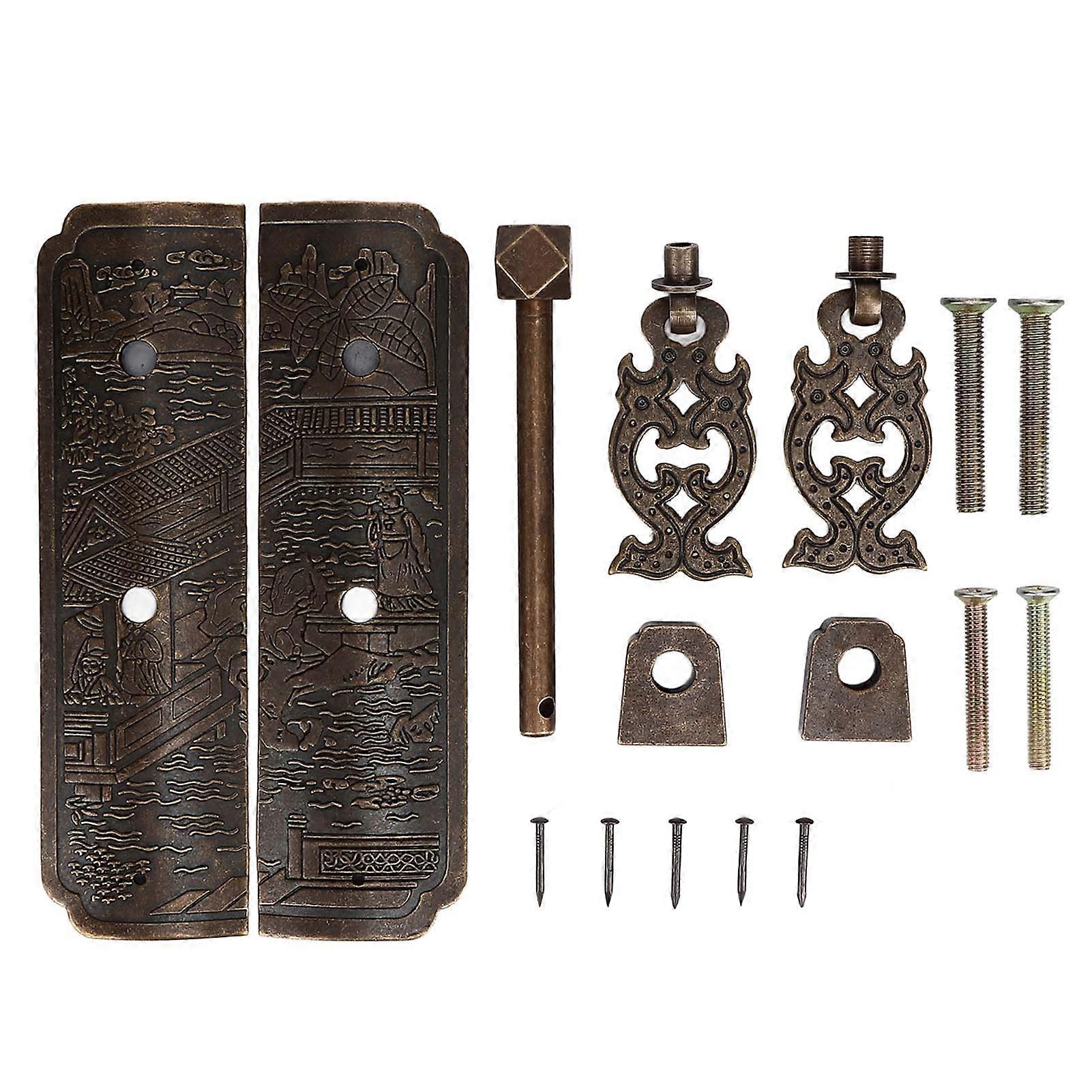 Bronze Decorative Lock For Antique Furniture, Vintage Cabinet Latch With Intricate Engraved Surface, Solid Brass Material For Durability And Rust