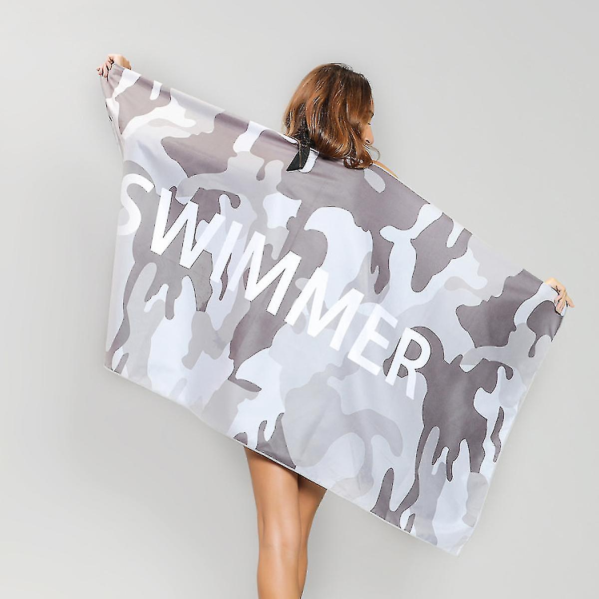 Beach Towels Quick Dry Double Sided Velvet Microfiber Printed Beach Towel Gray And Black Style Pattern 80 *