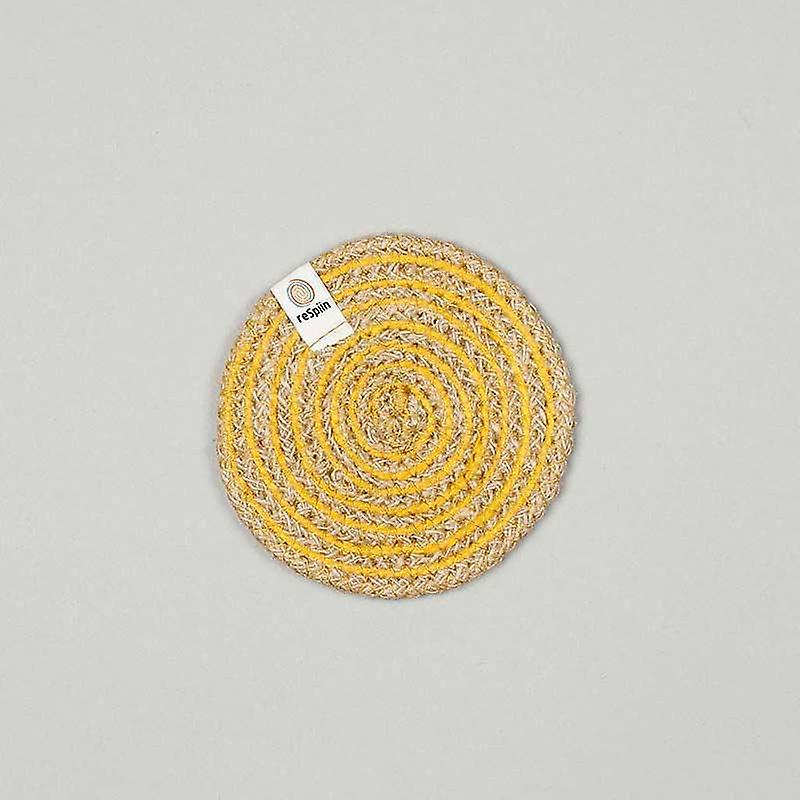 Round Spiral Jute Coaster - Natural/yellow