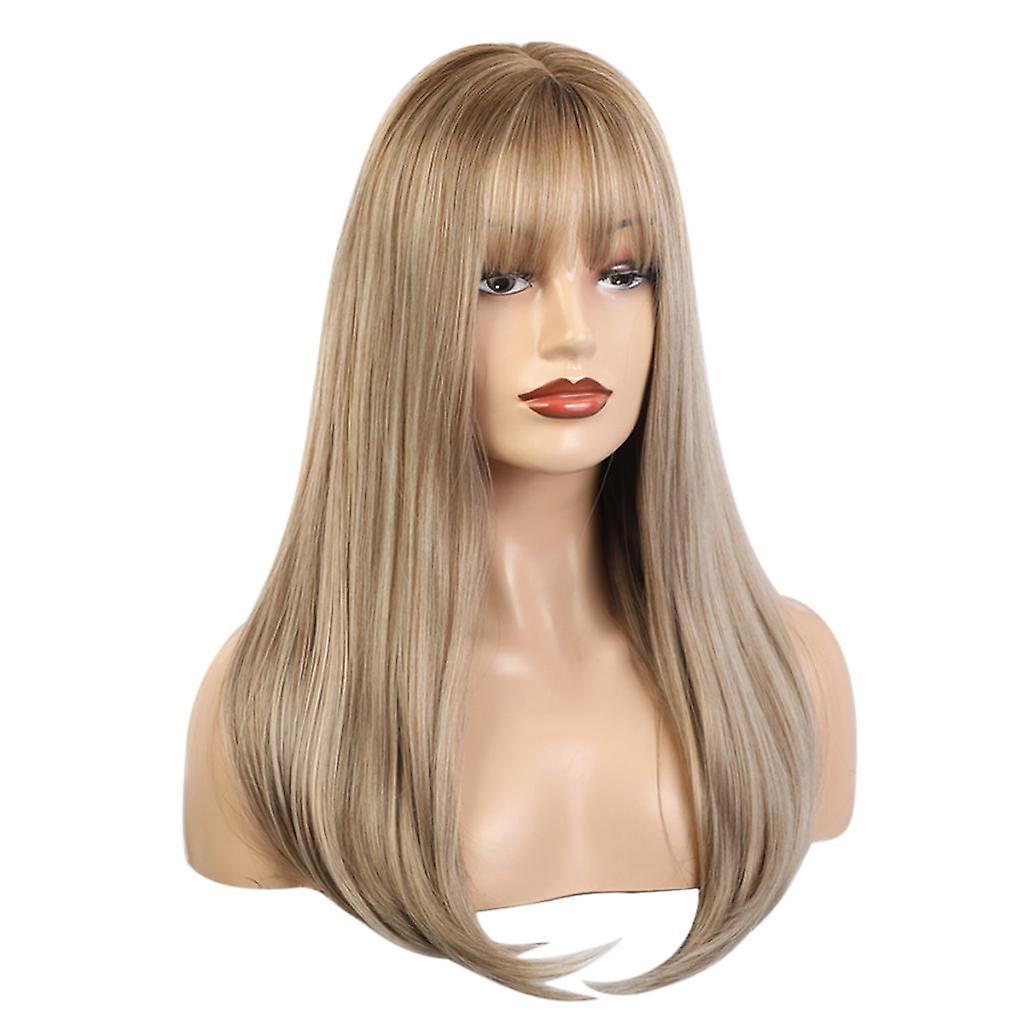 22'' Long Straight Middle Part Synthetic Natural Looking Wig With Neat Bangs