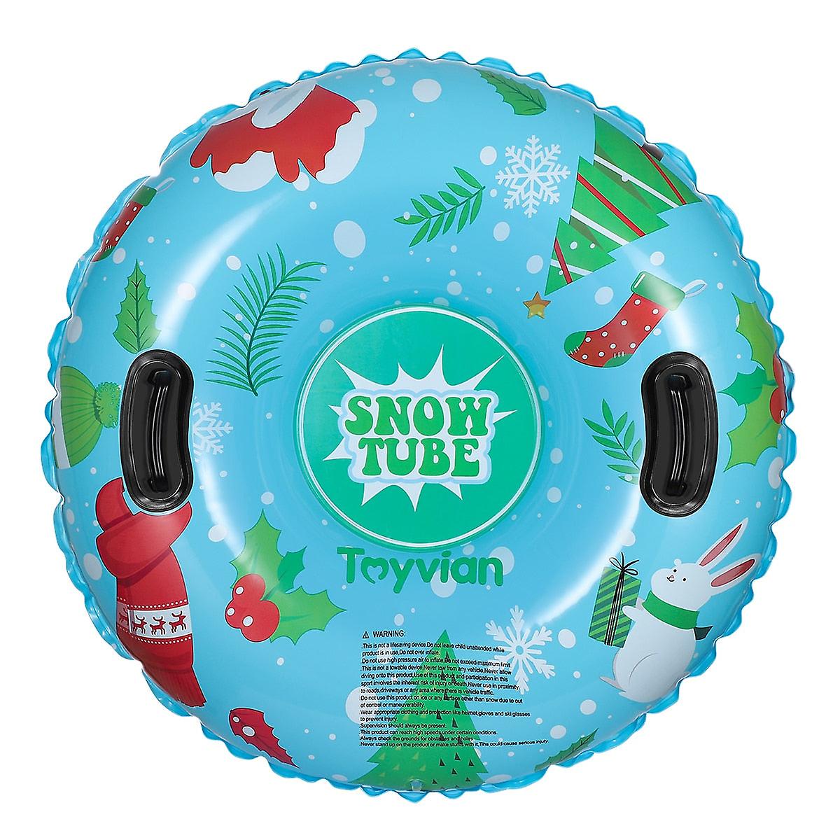Inflatable 94cm Round Snow Sled With Handles For Kids