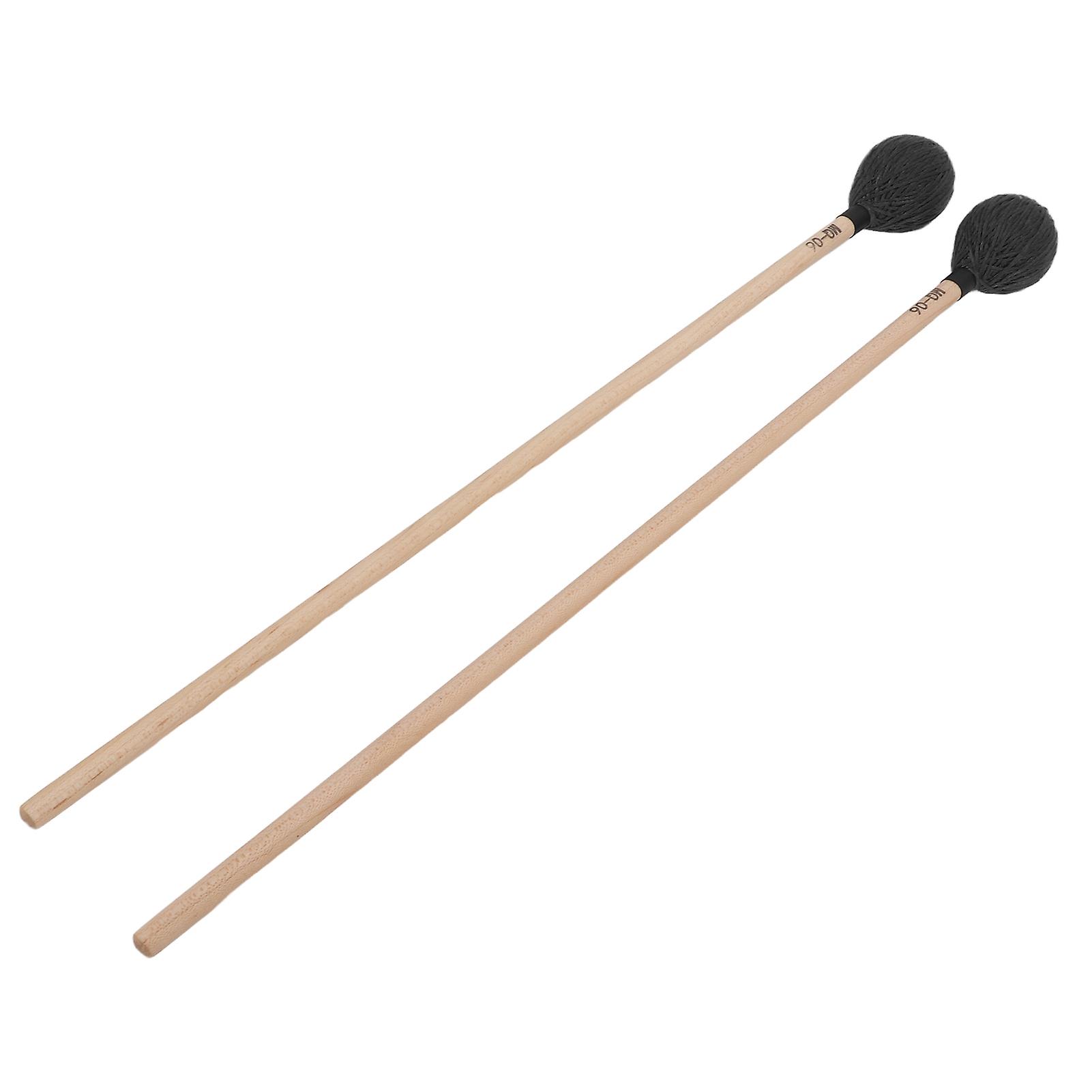 Pair of marimba mallets, medium-hard wire head with maple handle, for percussion, MQ-06, black