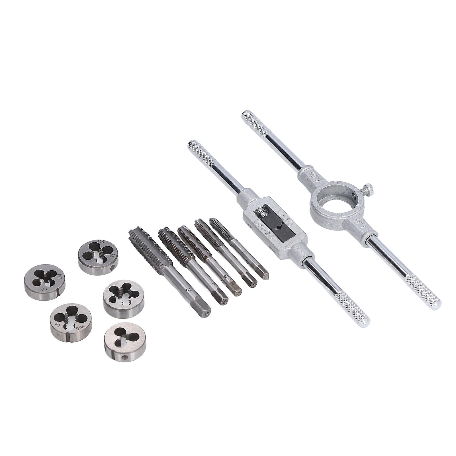 12Pcs Drill Tap Die Wrench Manual Thread Tapping Tool Set Kit for Vehicle Furniture