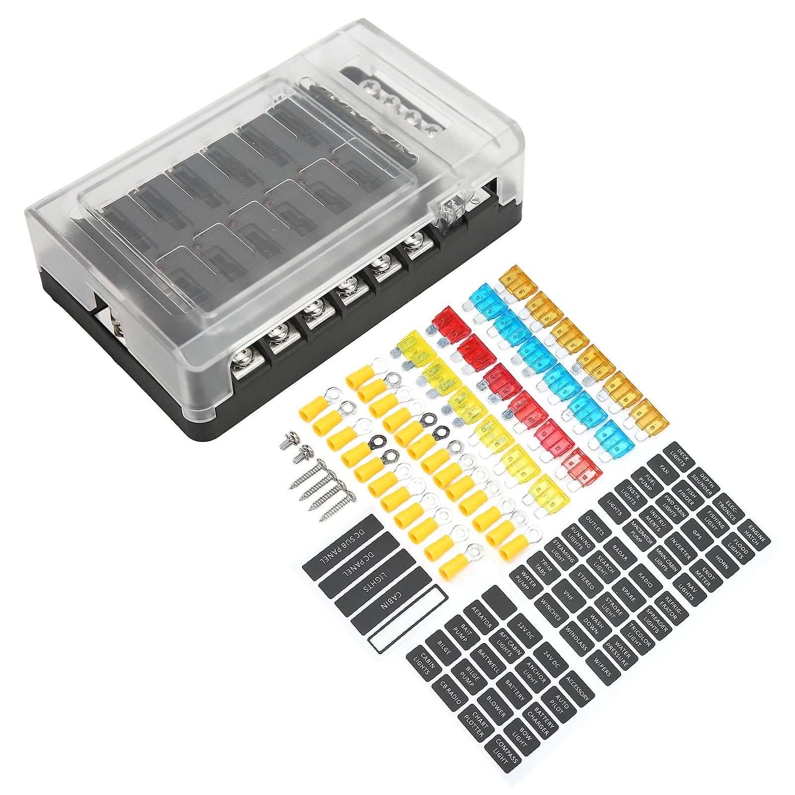 Fuse Box Holder,12 Way Blade Fuse Fuse Box Waterproof Fuse Block Finest Materials